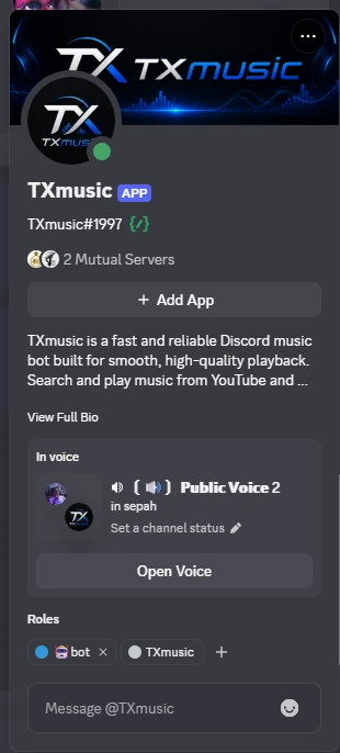 پروفایل و بنر بات TXmusic